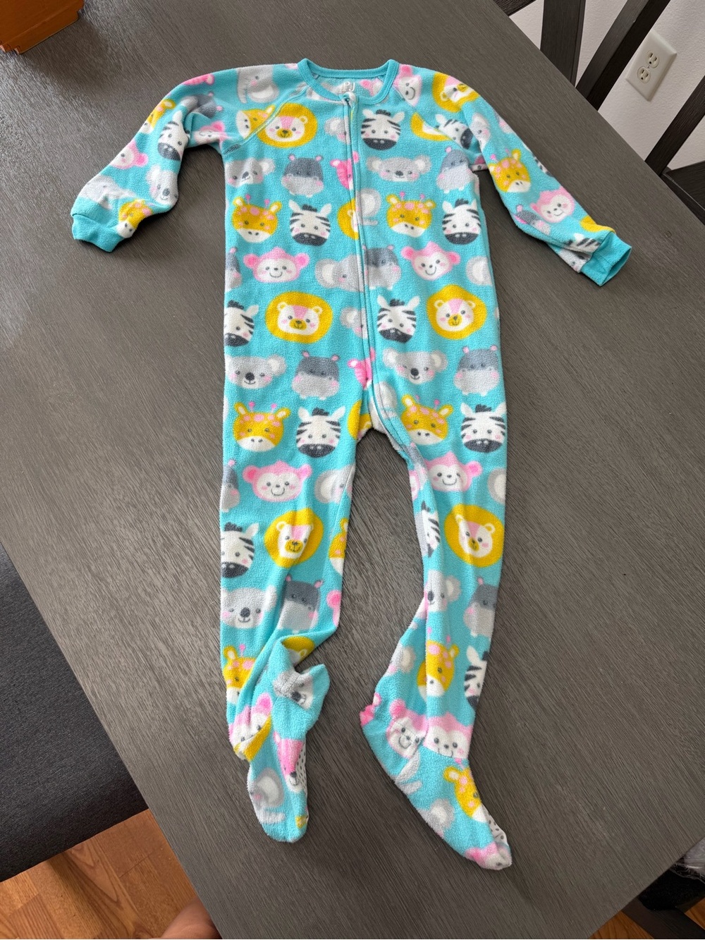 The Children's Place Aqua Animal Print Fleece Footed Pajamas
